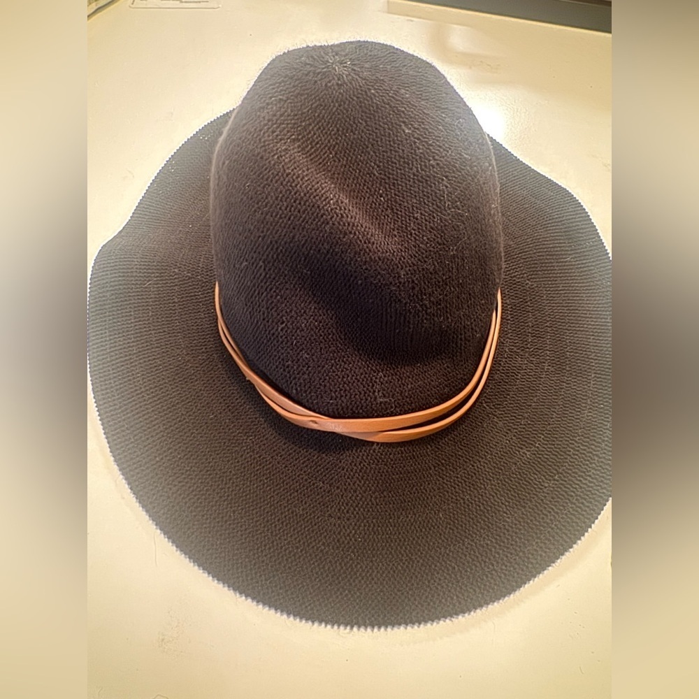 Anthropologie Black Hat with Tan Band